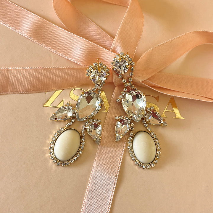 Nude earrings with Swarovski crystals