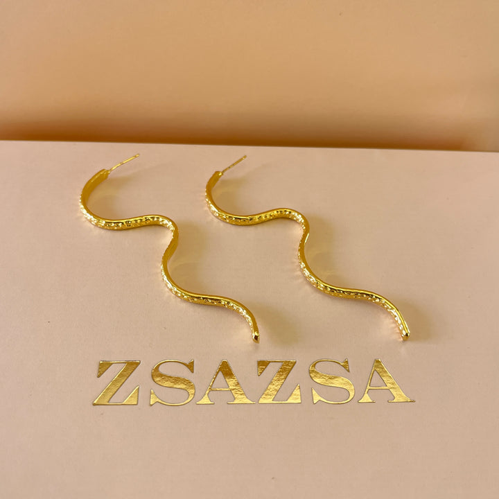 Gold handmade long earrings