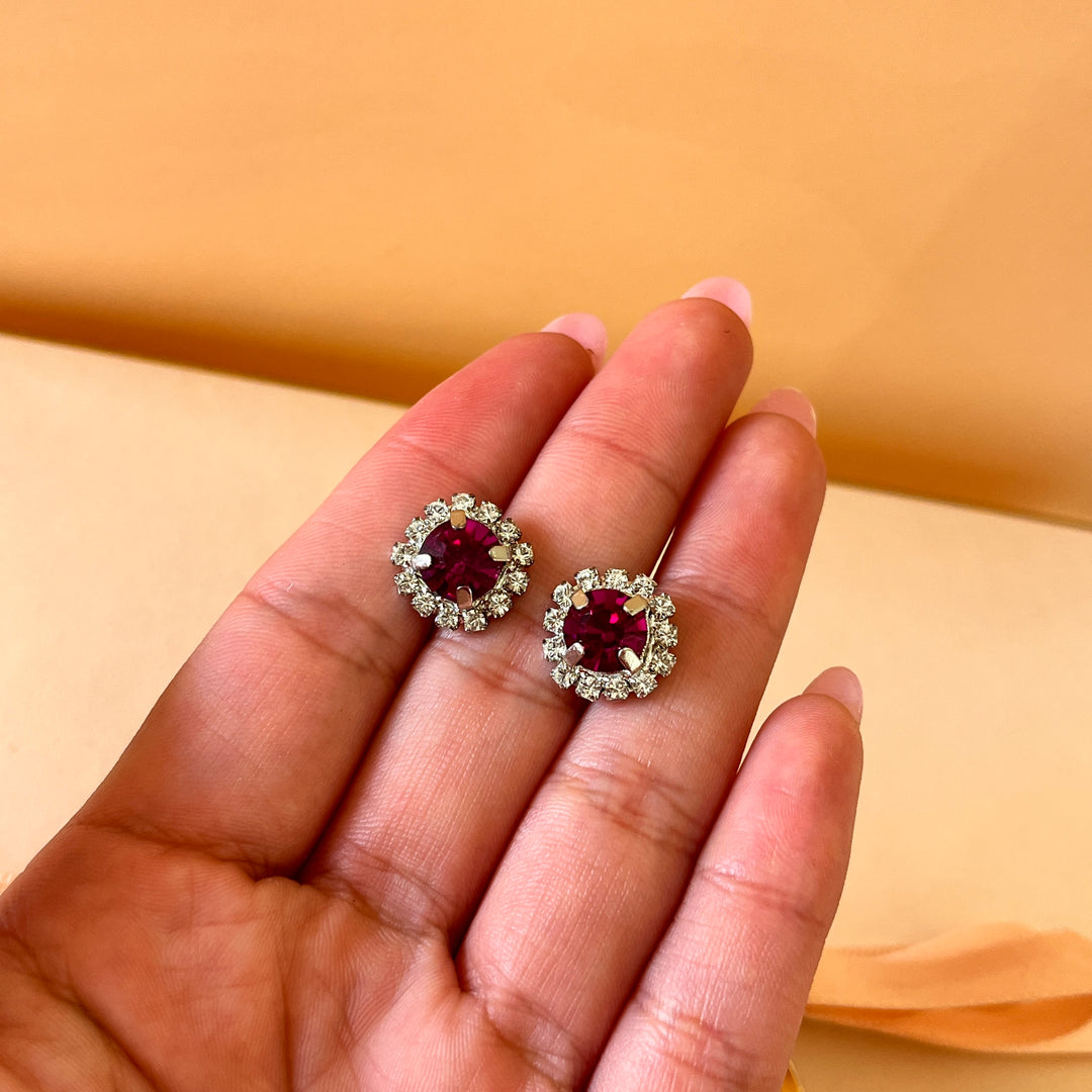 Fuchsia flower Swarovski crystals set