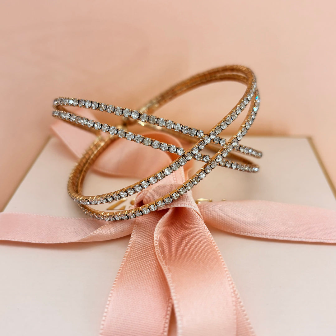 Rhinestone gold bangle