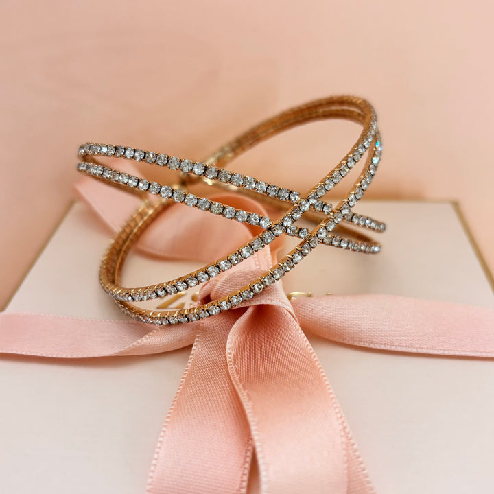 Rhinestone gold bangle