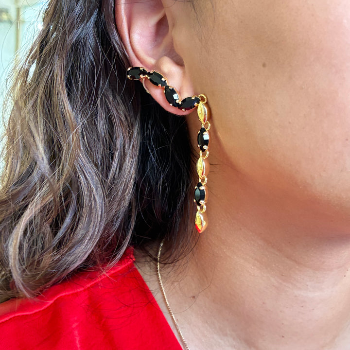 Statement marquise black earrings