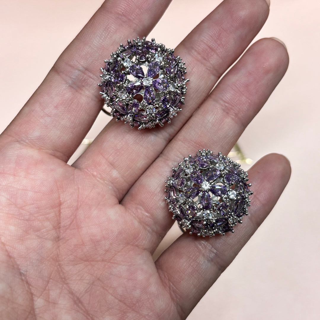 Flower zircone silver set