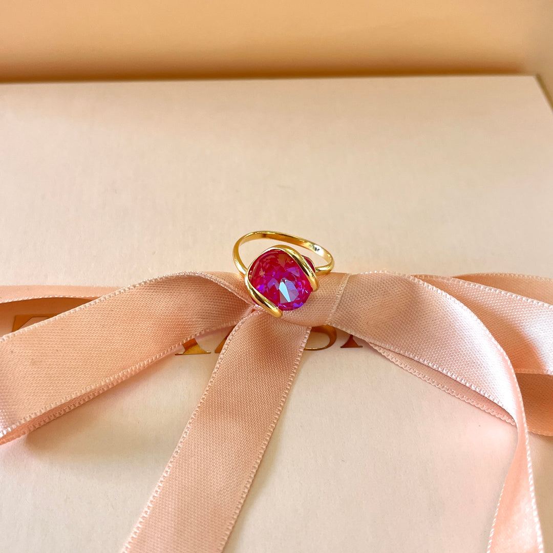 Fuchsia murano crystals set