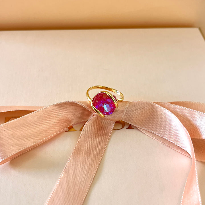 Fuchsia murano crystals set