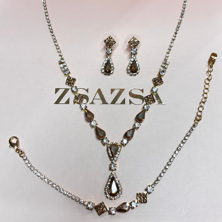 Teardrop bronze rhinestone set