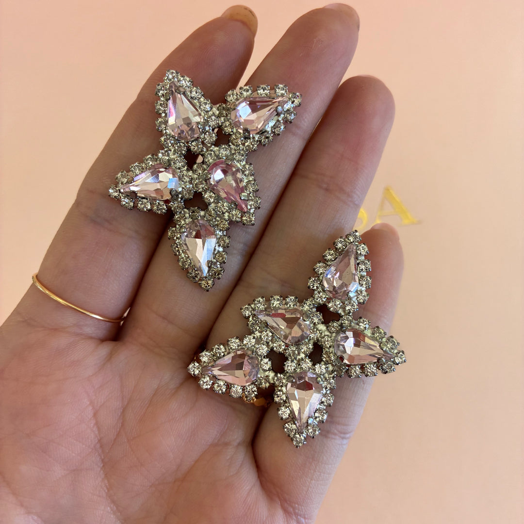 Light pink Swarovski crystals silver set