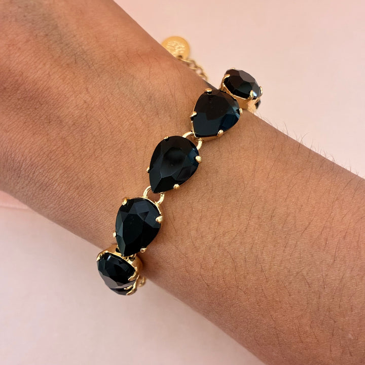 Teardrop Black Swarovski crystals bracelet