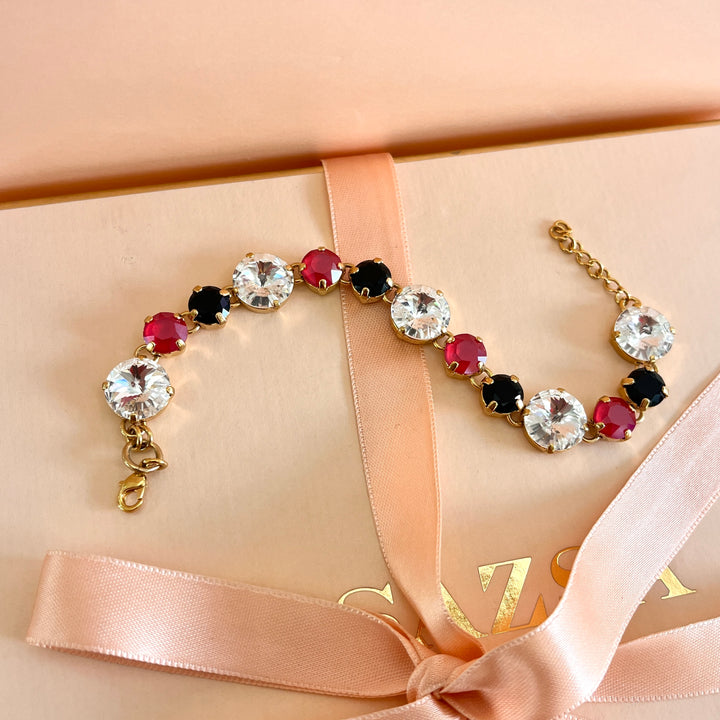 Red and black Swarovski crystals bracelet