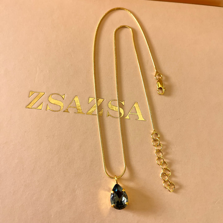 Grey teardrop preciosa crystal pendant