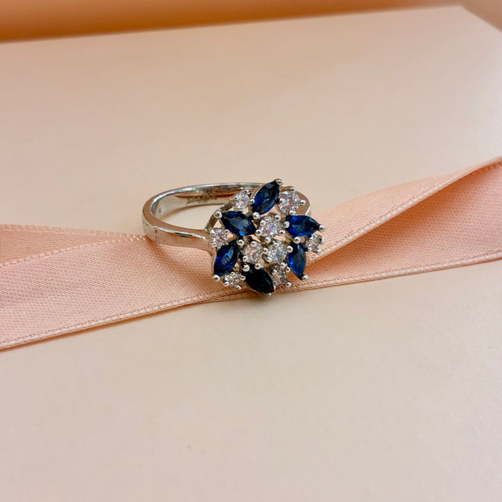 Marquise Navy blue zircone ring