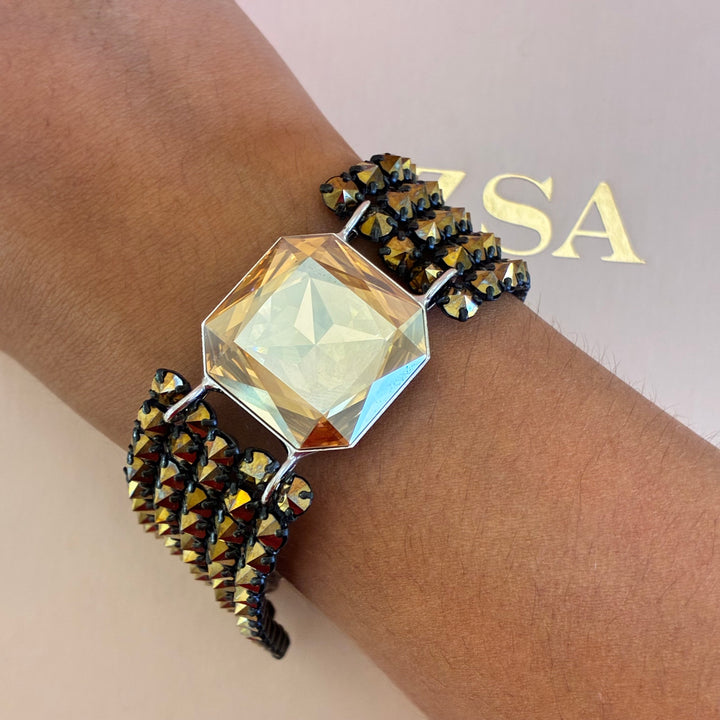 Bronze Swarovski crystals silver set