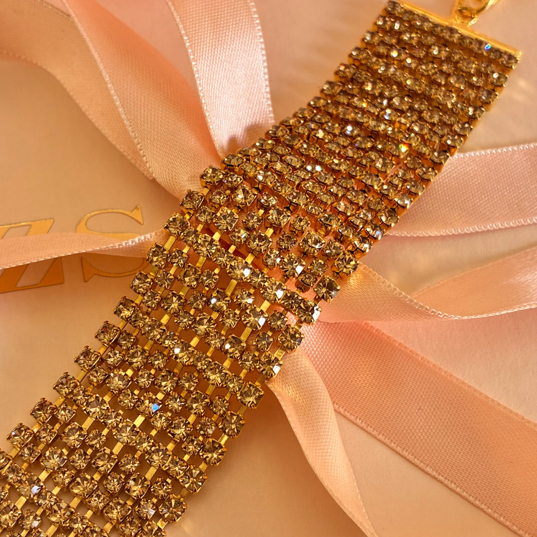 9 rows Bronze Preciosa crystals bracelet