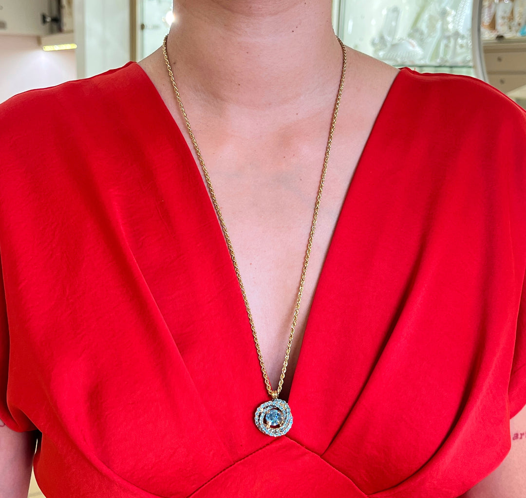 Turquoise preciosa crystals long pendant