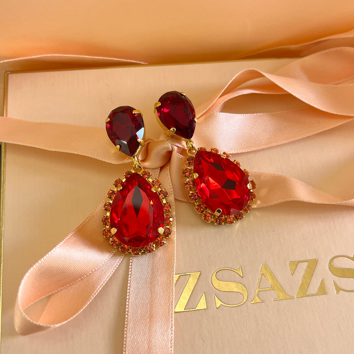 Red Swarovski crystals earrings