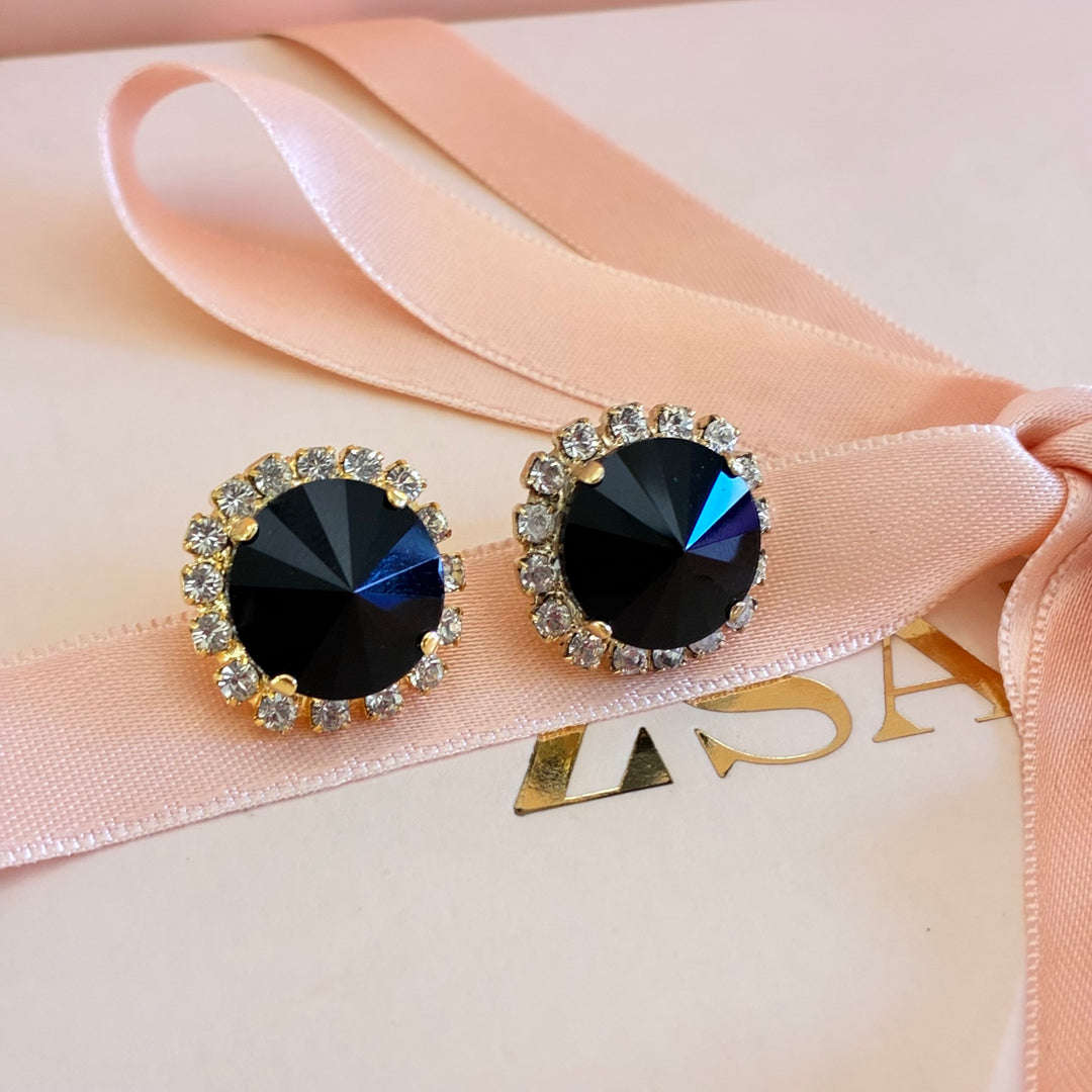 Black preciosa crystals studs