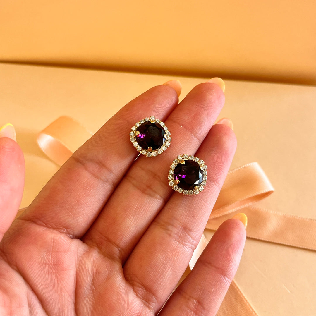 Purple Swarovski crystals studs