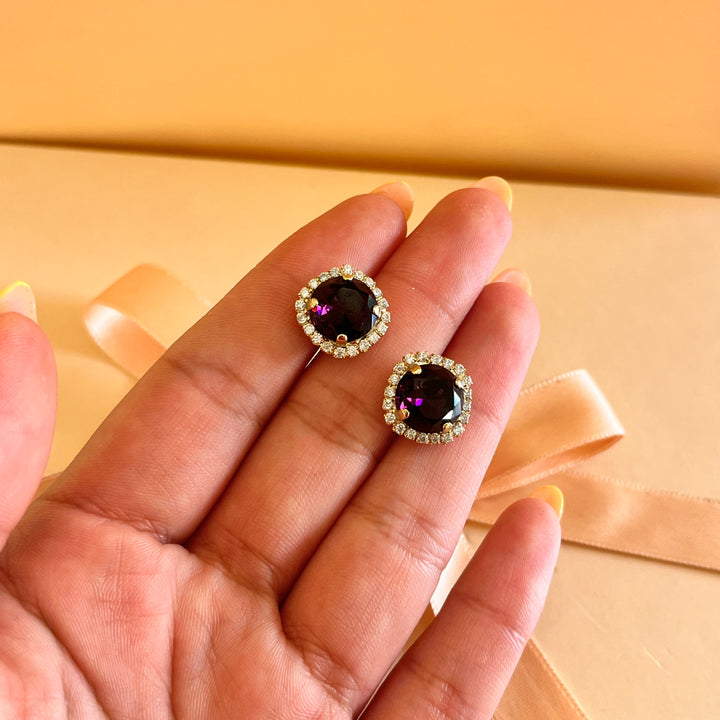 Purple Swarovski crystals studs