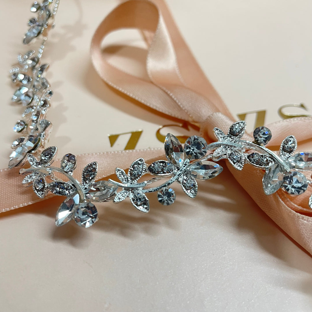 Silver butterflies flexible headpiece