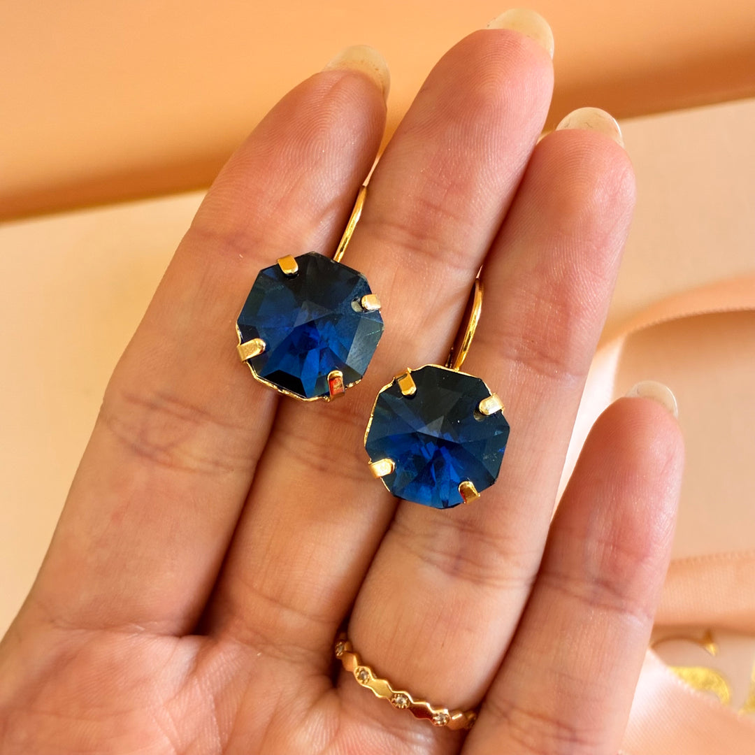 Navy blue Swarovski crystals hooks