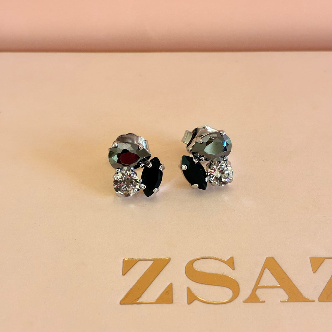 Multistone black and grey Swarovski crystal set