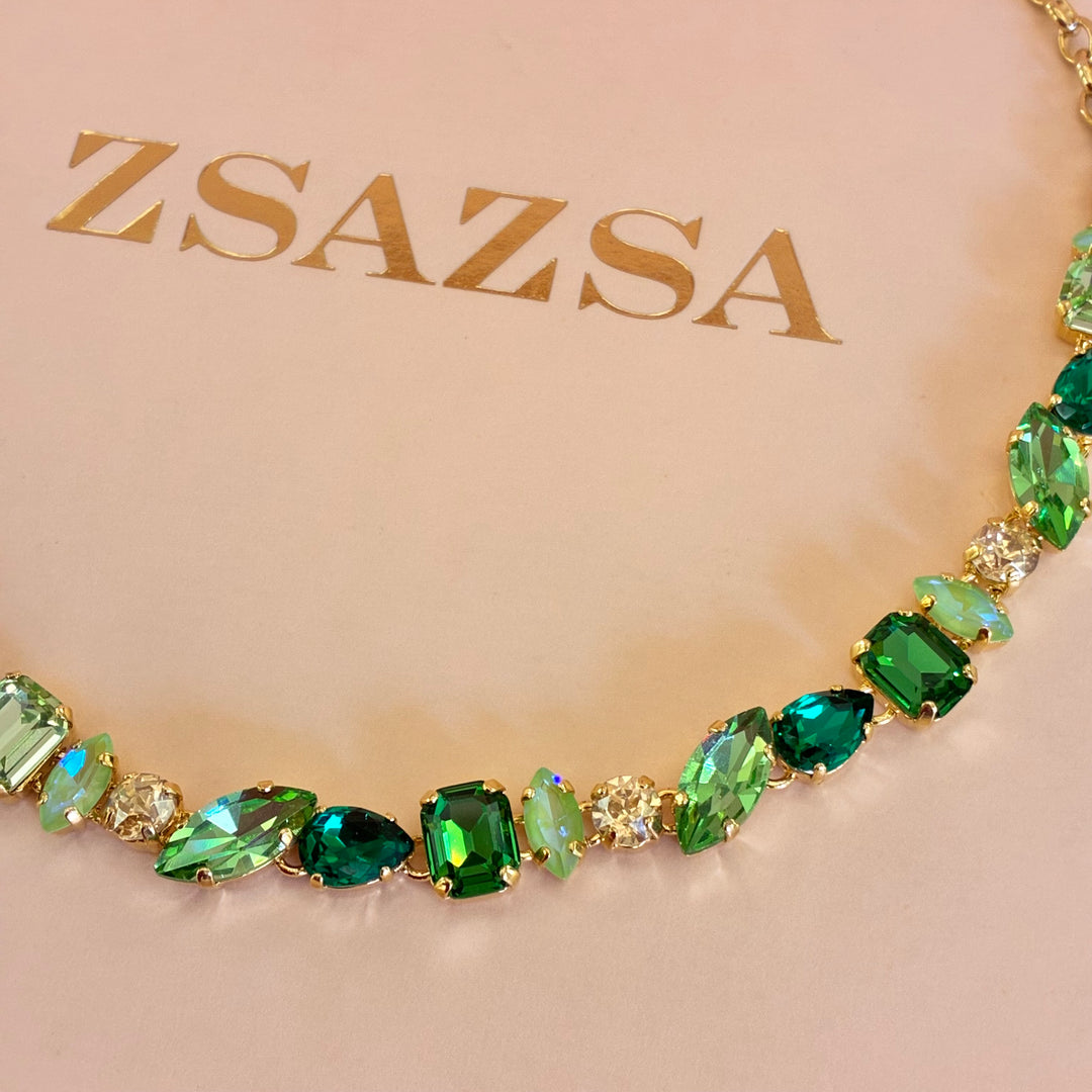 Green Swarovski crystals necklace