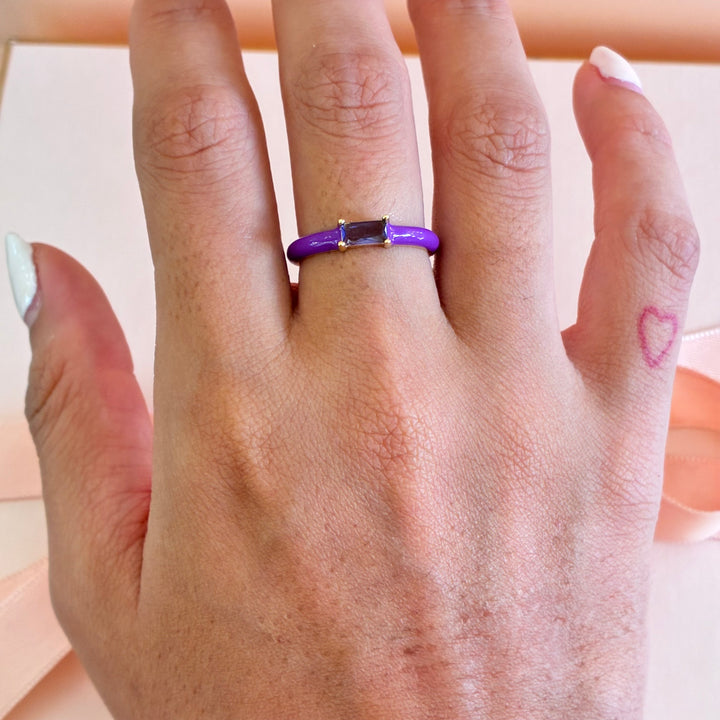Dainty purple Sterling silver gold plated ring