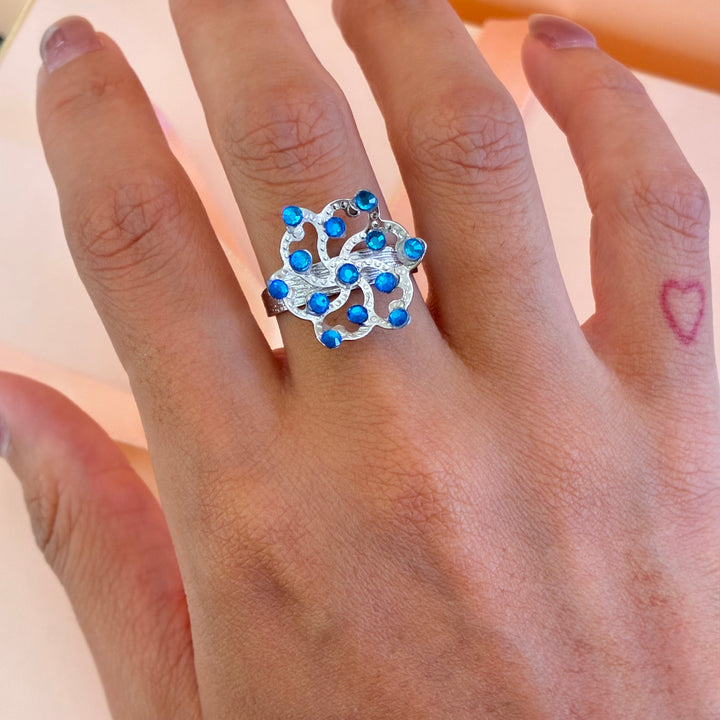 Handmade royal blue silver set