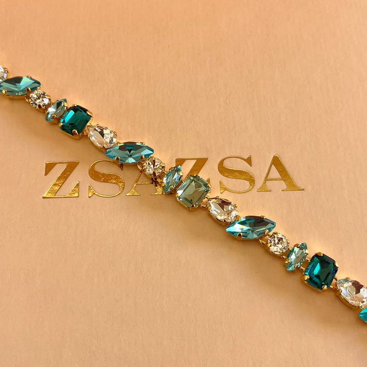 Mint, turquoise and verdemar Swarovski crystals set