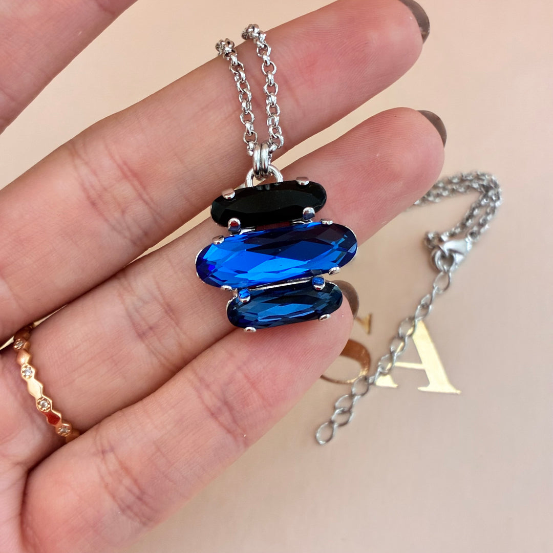 Blue and black Swarovski crystals set