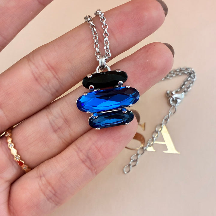 Blue and black Swarovski crystals set
