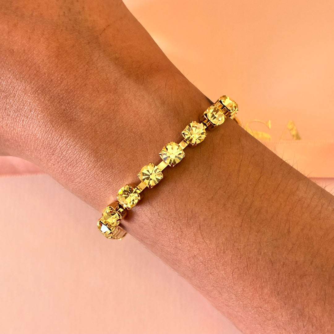 Mint Swarovski crystals gold plated bracelet