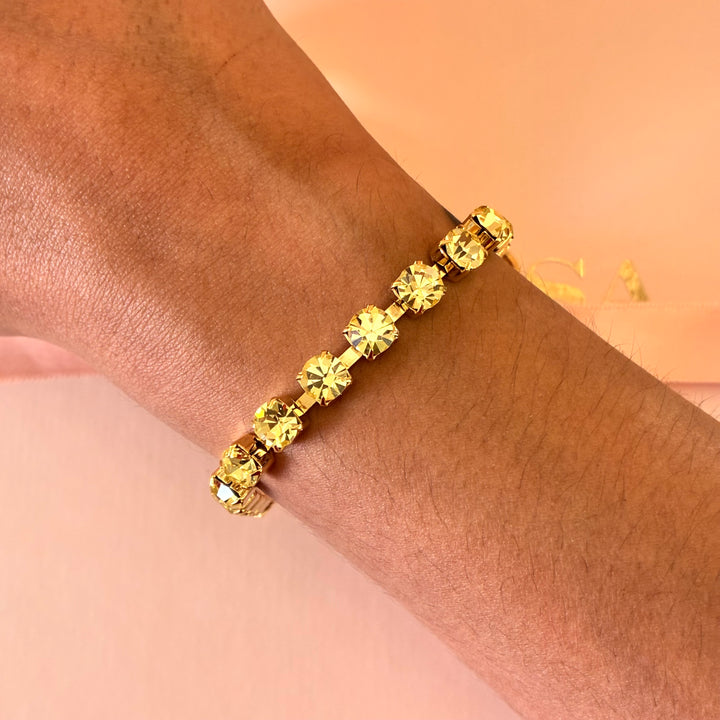 Mint Swarovski crystals gold plated bracelet