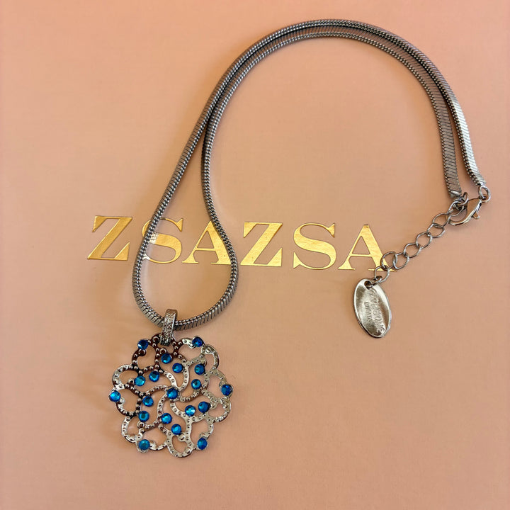 Handmade Royal blue silver set