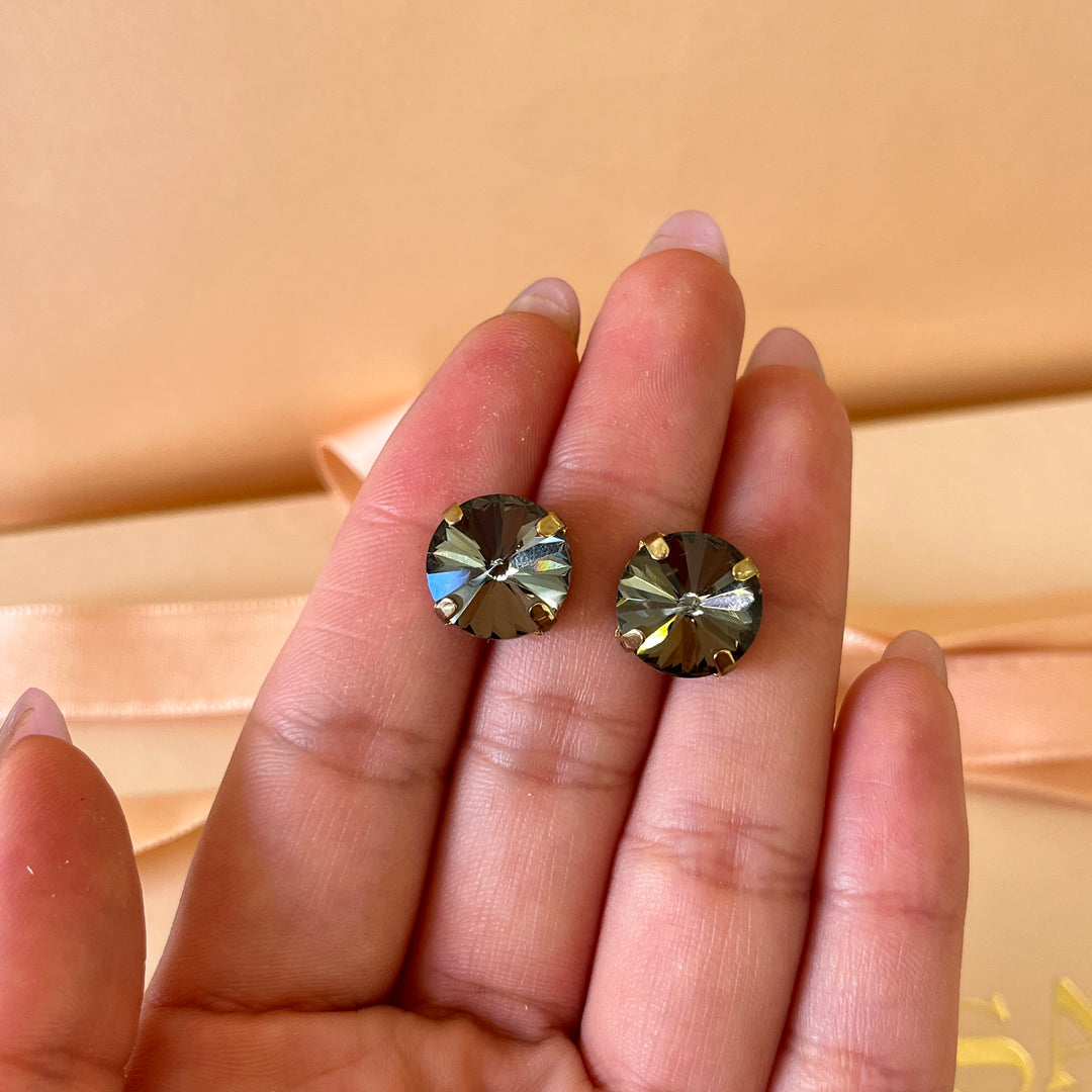 Grey preciosa crystals studs