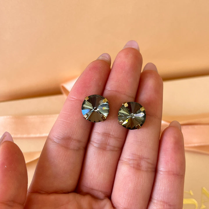 Grey preciosa crystals studs