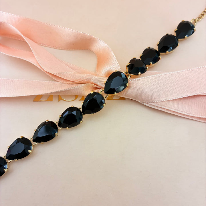 Teardrop Black Swarovski crystals bracelet