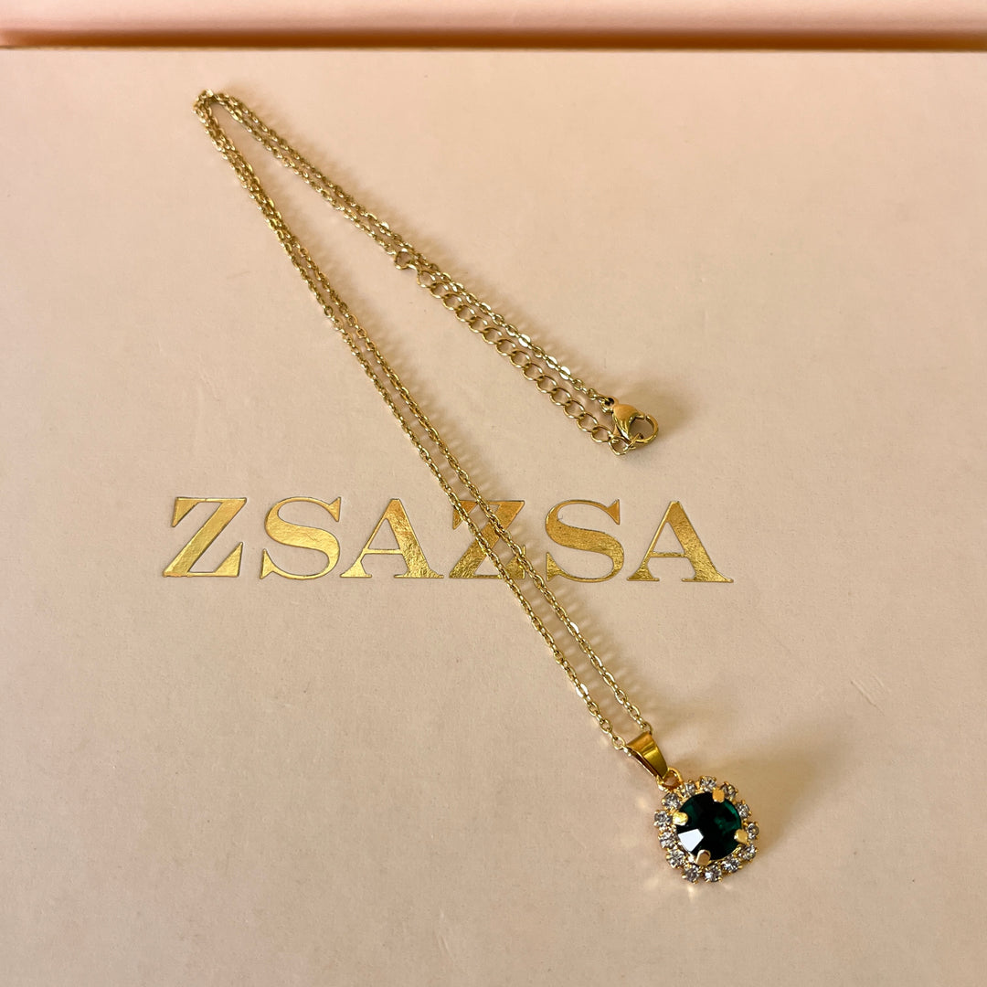 Dark green Preciosa crystals pendant