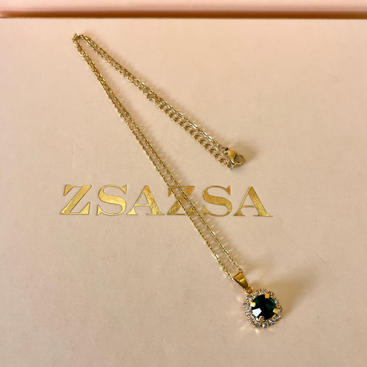 Dark green Preciosa crystals pendant