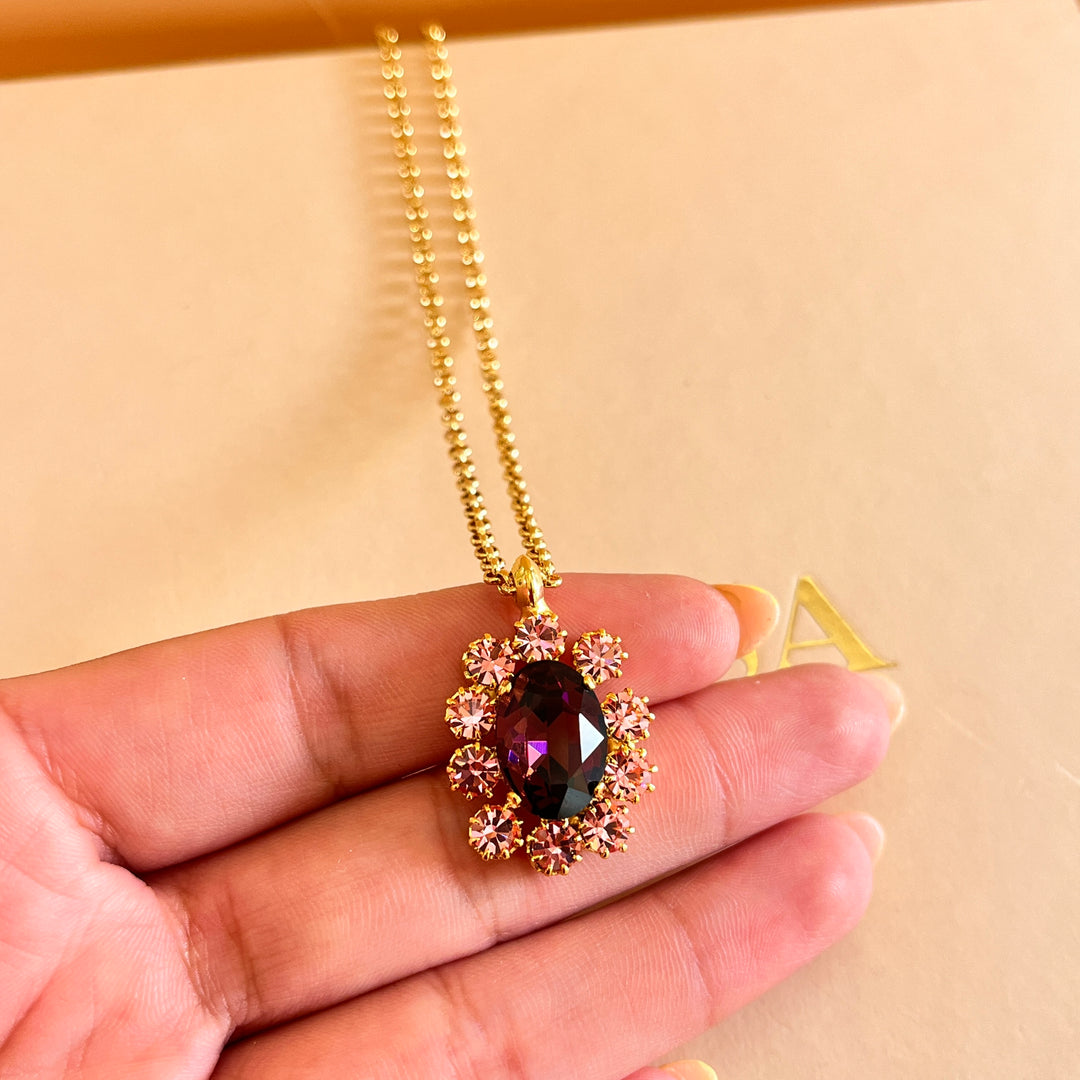 Purple and light pink preciosa crystals set