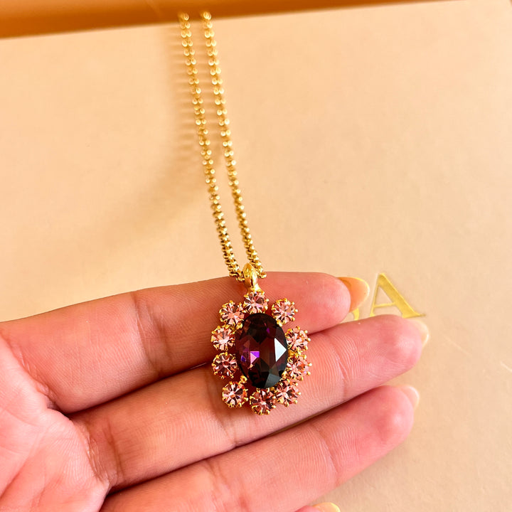 Purple and light pink preciosa crystals set