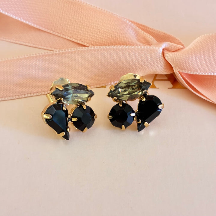 Black mixed shapes Preciosa crystals studs