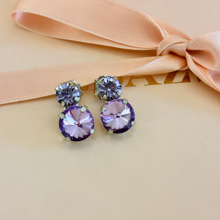 Double round lilac silver earrings
