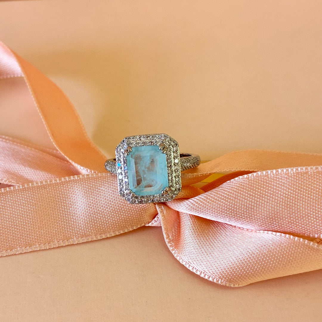 Mint zircone sterling silver ring