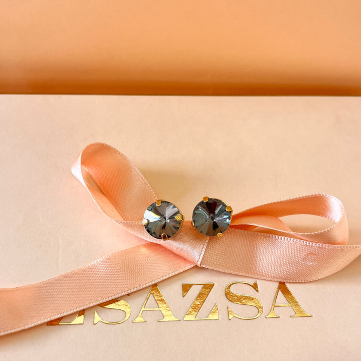 Grey round preciosa crystals set