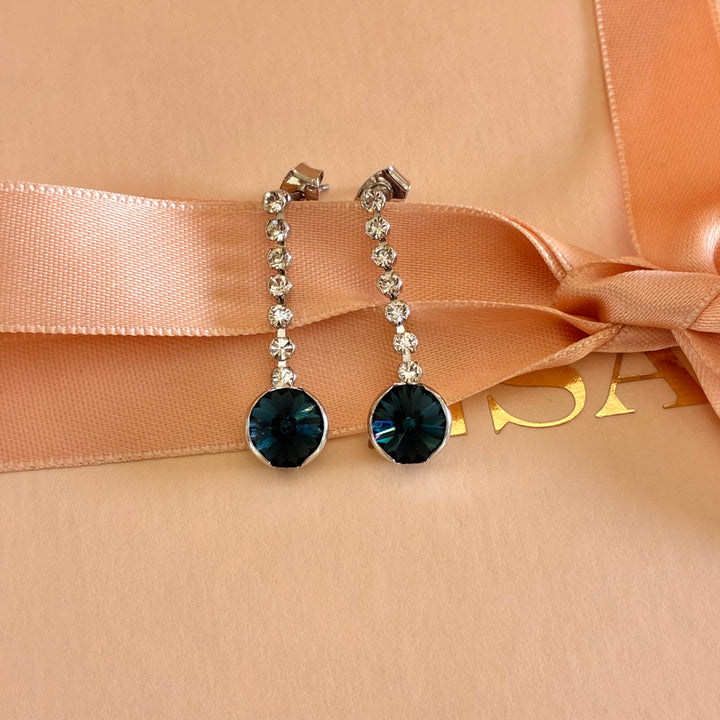 Navy blue Swarovski crystals earrings