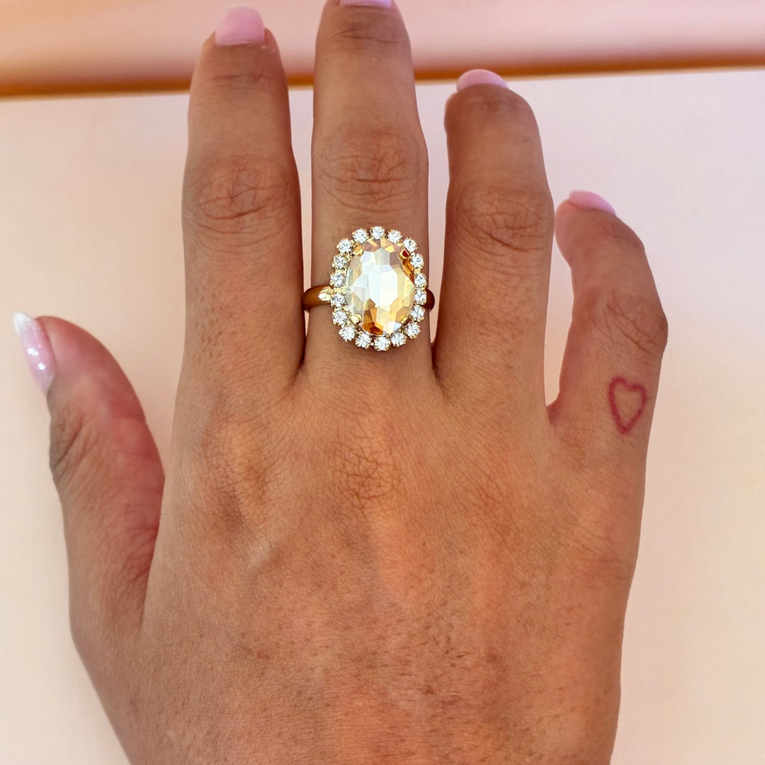 Champagne Oval gold plated pendant set