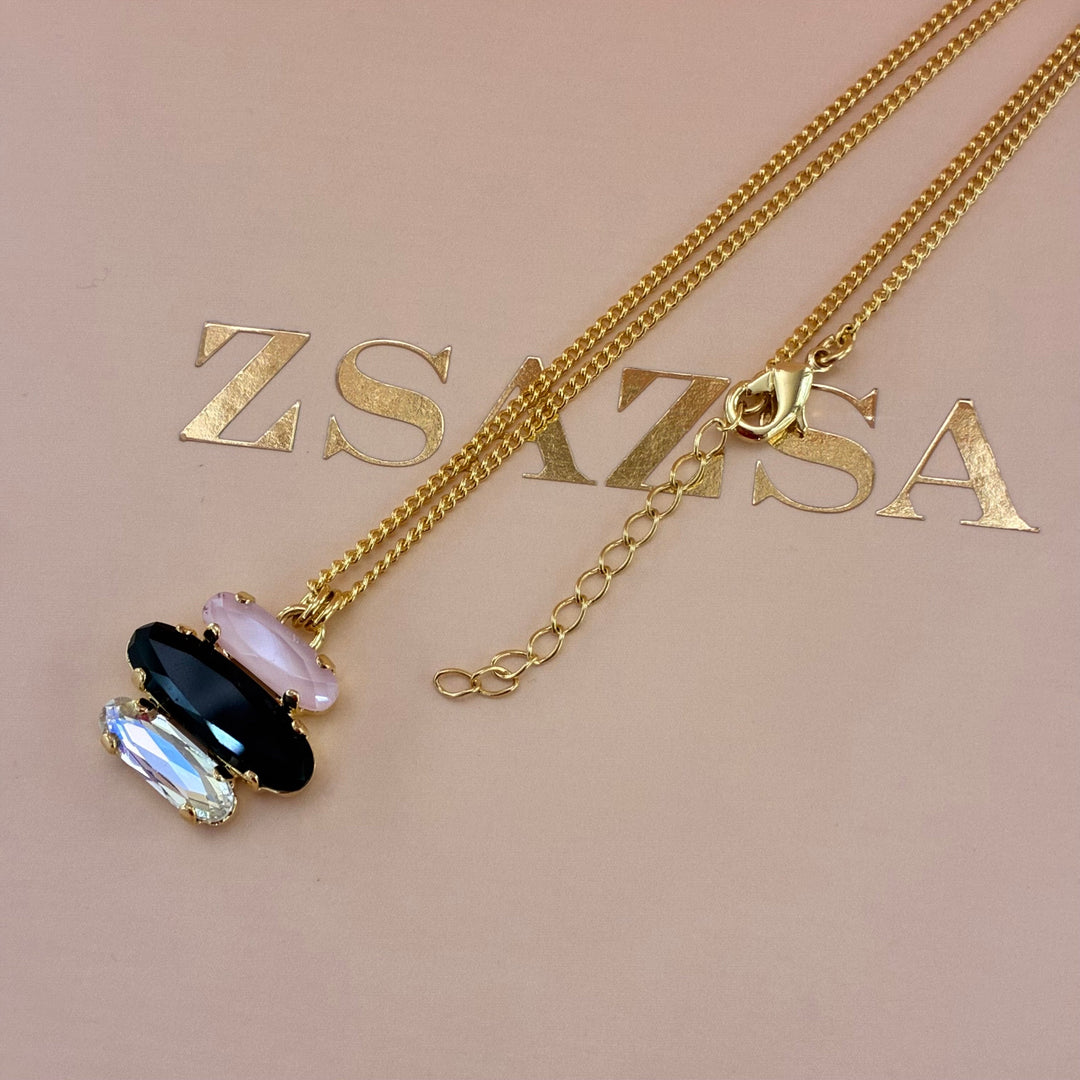 Pink and black Swarovski crystals set