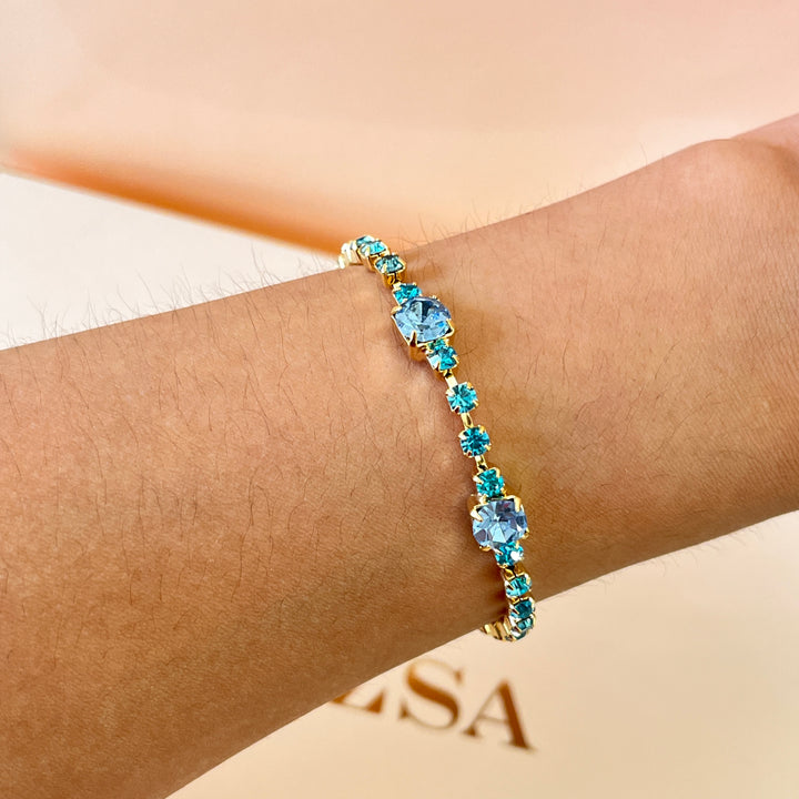 Turquoise & light blue Swarovski crystals bracelet