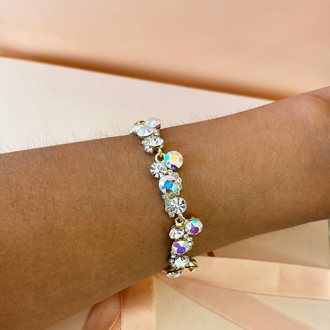 Aurora borealis Swarovski crystals earrings and bracelet